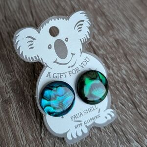 Natural Paua shell Earrings - Bought In New Zealand NWT